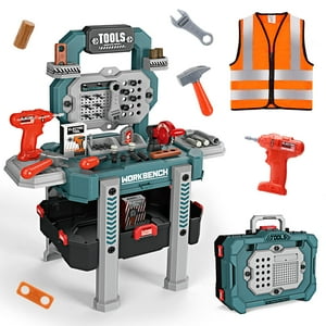 Banco De Herramientas De Juguete Jovow Kids Con Herramientas Realistas Y Taladro Eléctrico