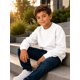 thumbnail image 2 of Poleron Polo Cuello Redondo De Niño 300g Basico 70/30 Casual 4 Blanco Liso, 2 of 3