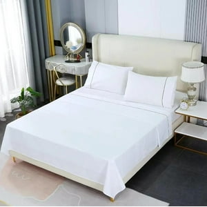 Bj Hogar - Juego De Sábana 2 Plazas 100% Algodón En Color Blanco