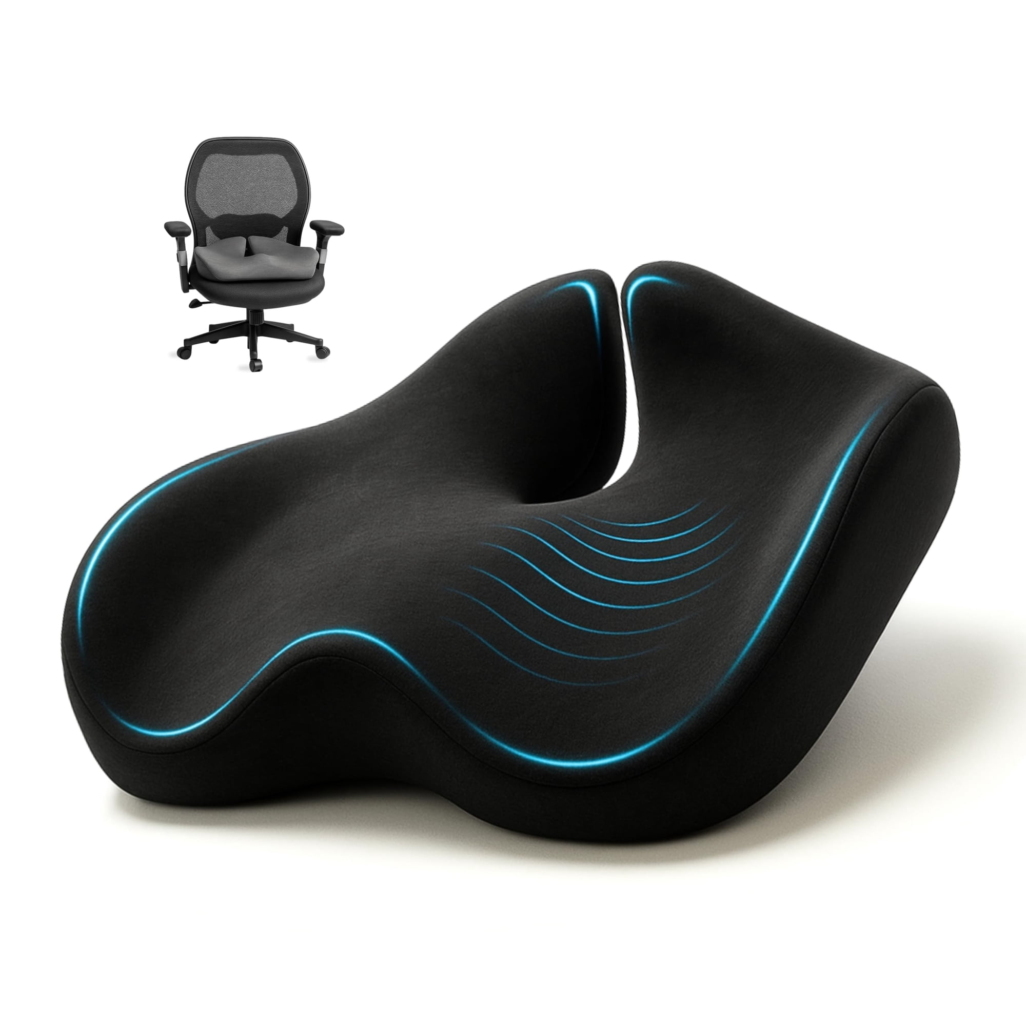 Sitcushion - Cojín De Asiento De Espuma Viscoelástica Ergonómica Negro