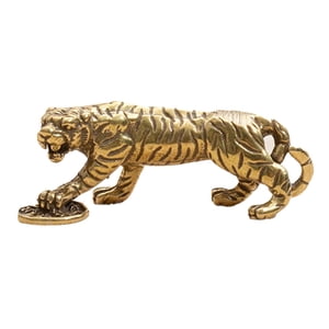 Magideal - Estatua De Tigre De Latón, Regalo, Decoración De Escritorio En Miniatura, Adornos De Animales De Oficina, Estatuilla, Escultura De Latón, Escultura De