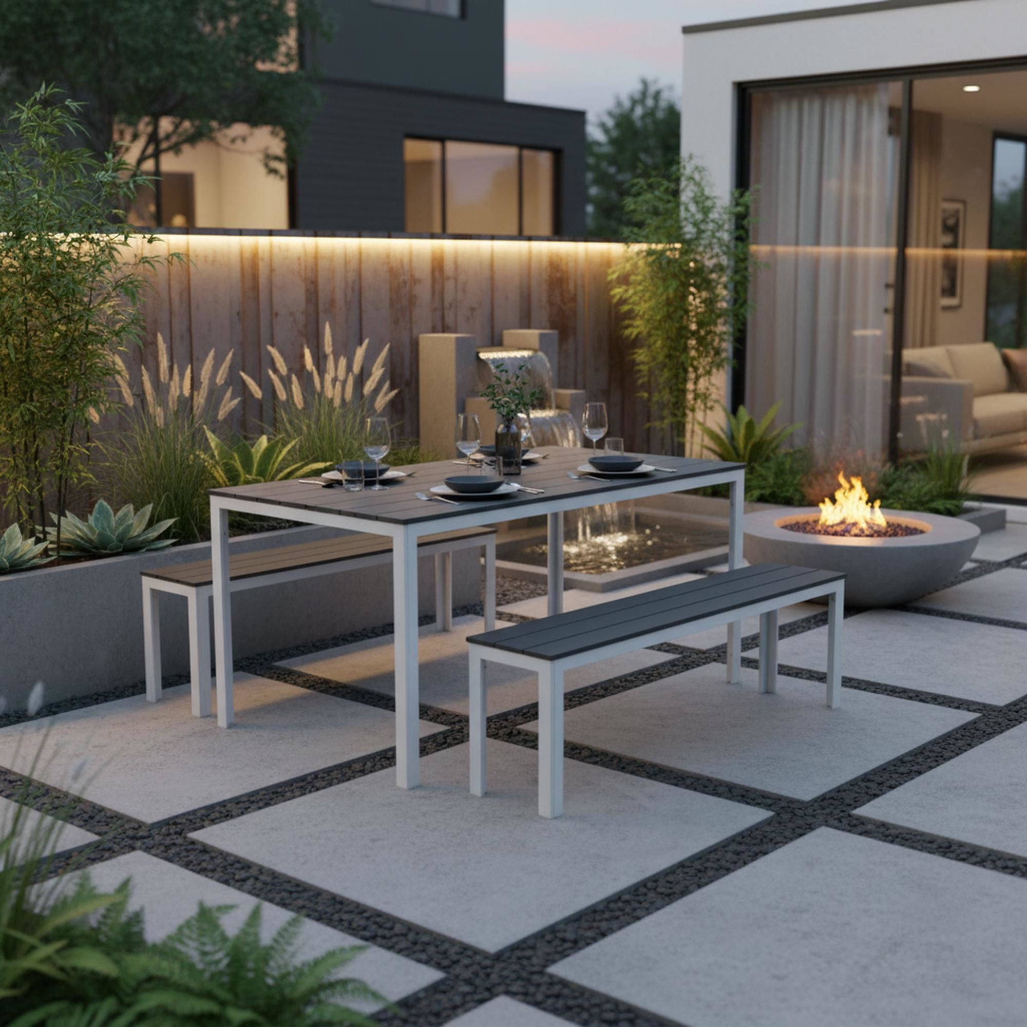 Mainstays - Juego Terraza 3 Piezas Blanco - Gris