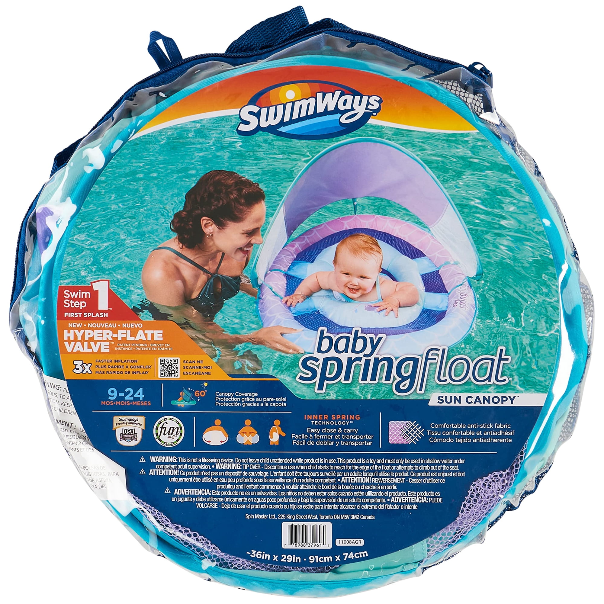 Flotador Inflable Para Bebé Con Dosel Solar Swimways, 9-24 Meses