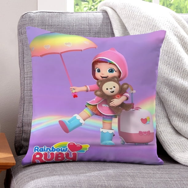 Rainbow Ruby Fundas de almohada de terciopelo con tema, regalos de funda de almohada, decoración para el hogar, cojín de lanzar, regalo de cumpleaños para fans y parejas.30*30cm.