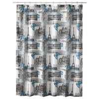 Mallorca - Cortina Para Baño Diseño Eiffel Con Forro 2 Piezas