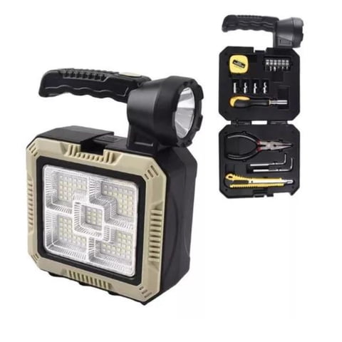 Leon Import - Linterna Solar Led Recargable + Kit De Herramienta