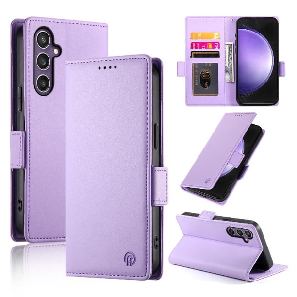 Funda Cartera Magnética con Tarjetas y Soporte para Samsung Galaxy S25 FE Morado