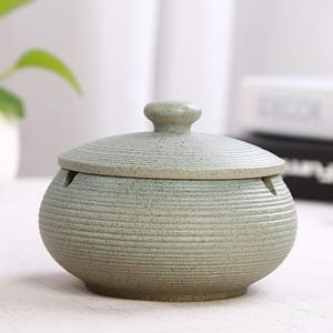 Veat00L - Cenicero De Cerámica Hecho A Mano Con Tapas, Bandeja De Ceniza Para Fumar De Escritorio Para Decoración De Oficina, Cenicero A Prueba De Viento, Cenicero Para Cigarrillos Para Uso En Exteriores