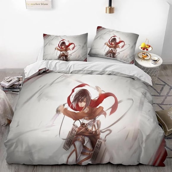 Invad-e on Tita-n Eren Levy-i Anime Soft-t 3D Printe -- d Duvet Co-ver Bedding- Set with -Co-mfort-er Cover