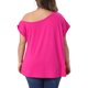 thumbnail image 3 of Agnes Orinda Blusa de Mujer Talla Grande para Escuela o Universidad, Un Hombro, Manga Corta, Cuello Irregular, Blusa Básica Casual de Verano 1X Rosa Fucsia, 3 of 6