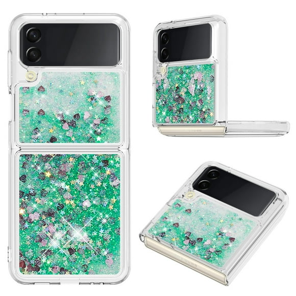 Funda Para Sansung Galaxy Z Flip 4 Con Brillo Líquido, Protección Completa Y Soporte De Anillo Giratorio