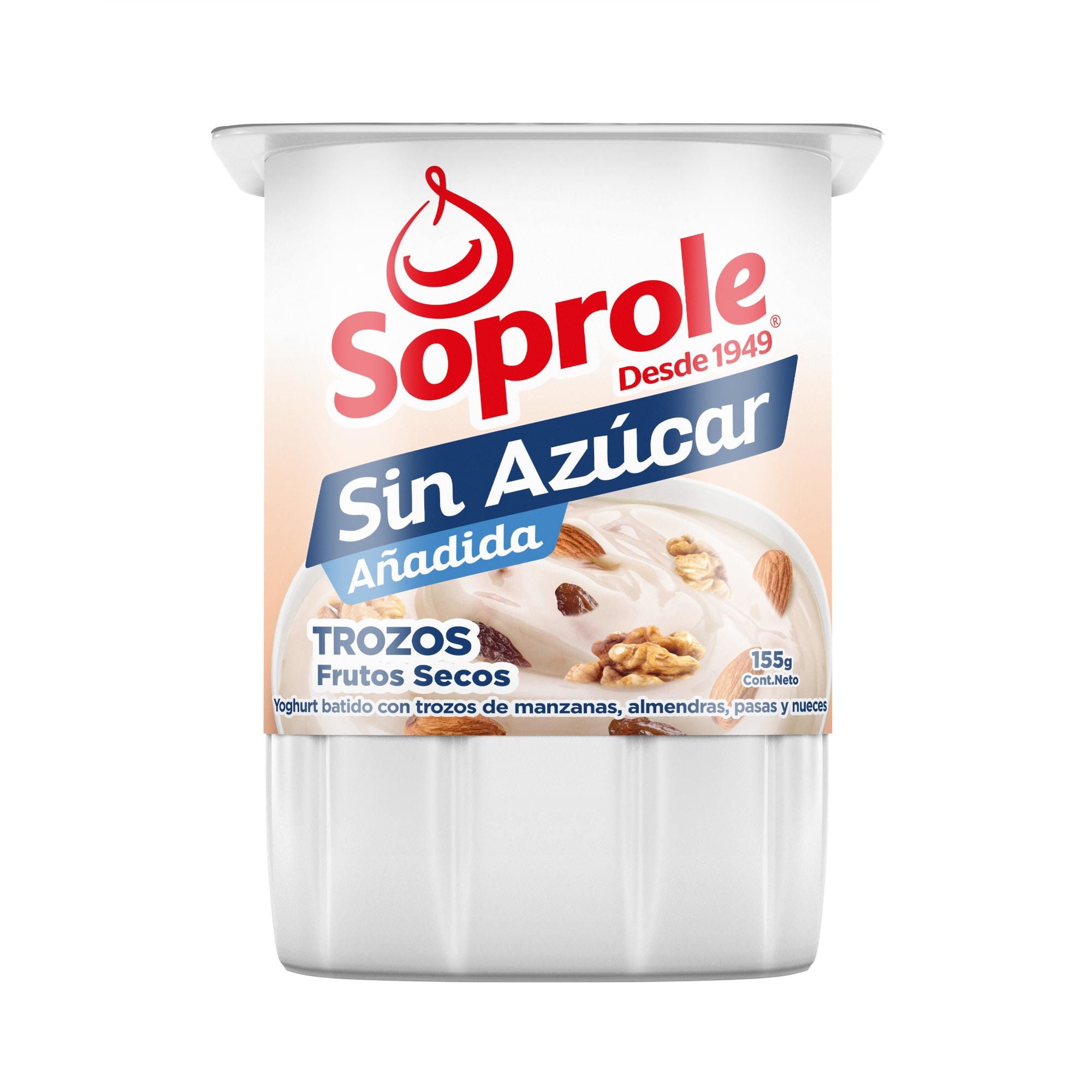 Yoghurt Batido Sin Azúcar Con Trozos De Frutos Secos Pote 155 g Soprole