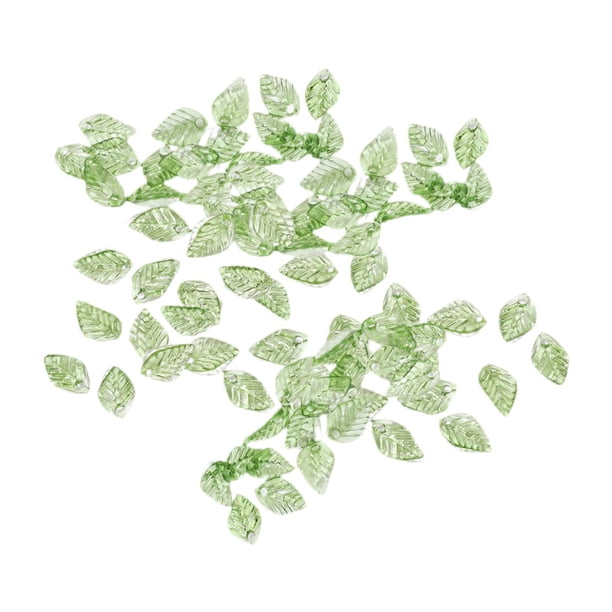 50 Cuentas Sueltas Con Diseño De Hojas Para Decorar, Para Manualidades, Collares Y Pulseras, 0,9 X 1,3 Cm, Color Verde Claro.