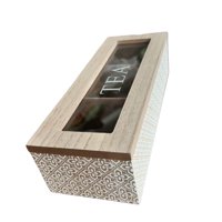 Oem - Caja De Té Mediana De Madera 3 Espacios Con Diseños