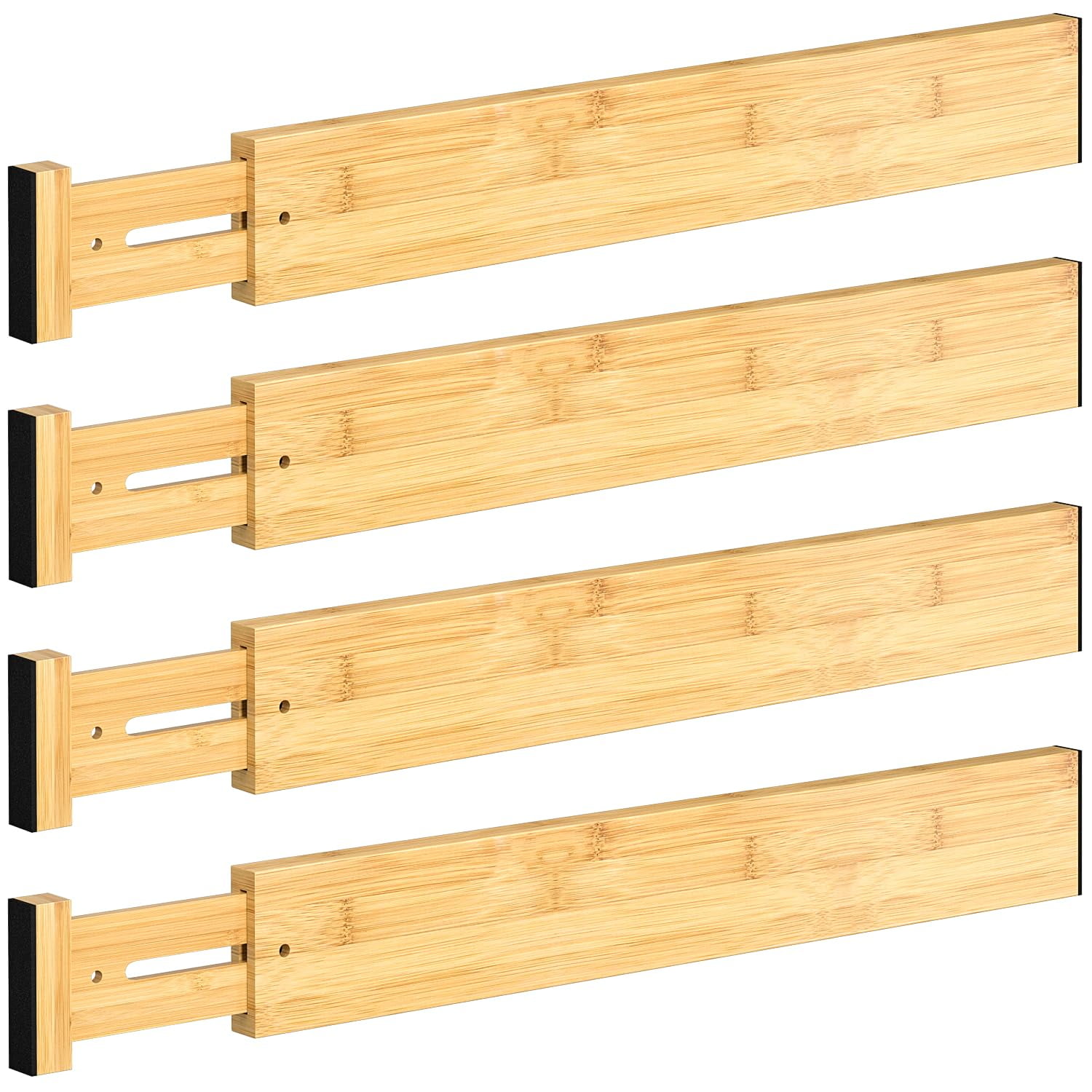 Separador De Cajones Ducoo Bamboo, 4 Unidades, 43-56 Cm, Para Cocina Y Hogar