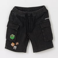 Short Niño Negro Denim Print Personajes Minecraft
