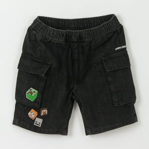 Short Niño Negro Denim Print Personajes Minecraft