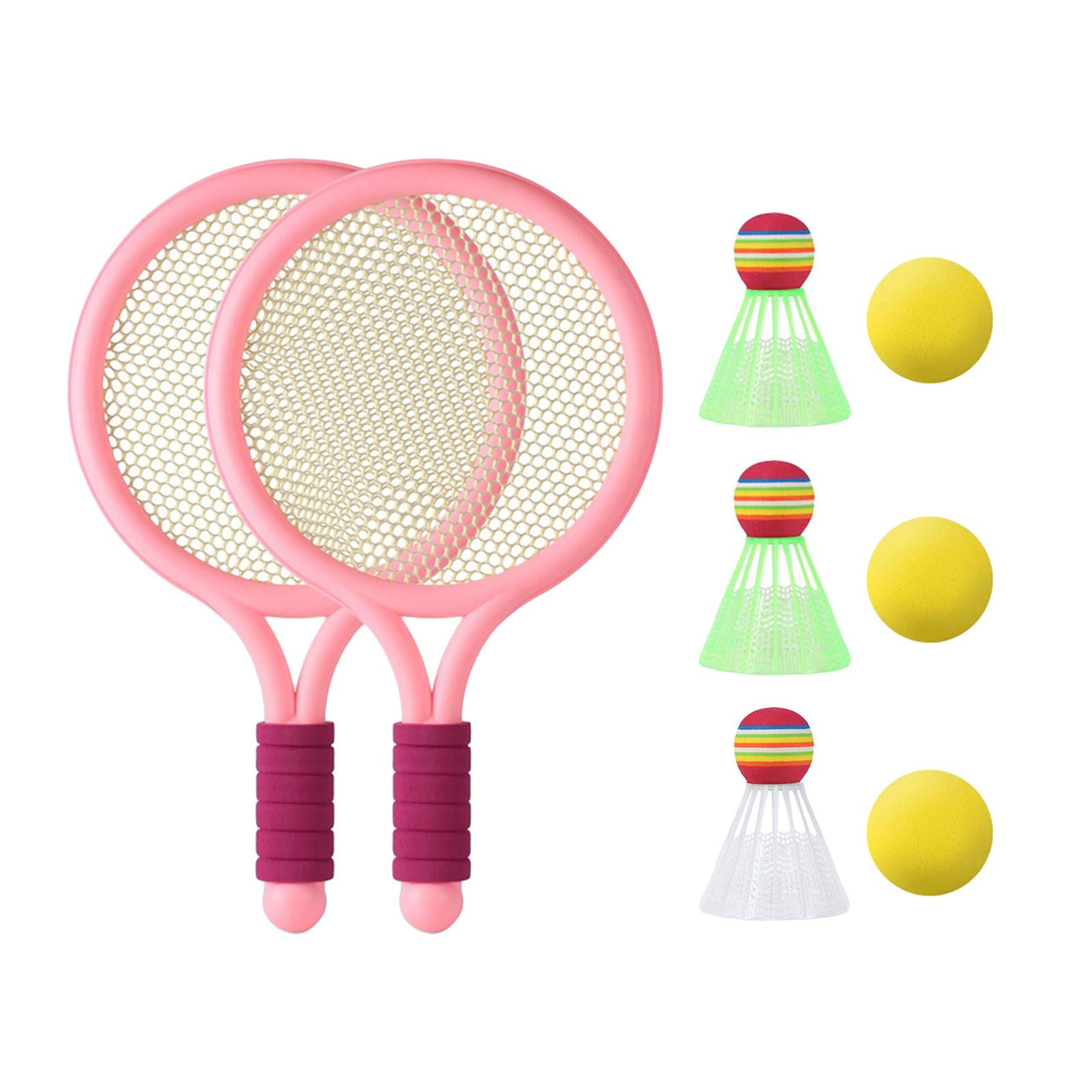 Magideal - Raquetas De Tenis Para Niños Pelotas De Raqueta Agarre Cómodo Volantes De Bádminton Juegos De Bádminton Portátiles Pajaritos Para Jugadores De Patio T Rosa