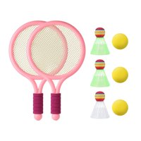 Magideal - Raquetas De Tenis Para Niños Pelotas De Raqueta Agarre Cómodo Volantes De Bádminton Juegos De Bádminton Portátiles Pajaritos Para Jugadores De Patio T Rosa
