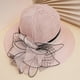 thumbnail image 4 of Women's Wide Brim Straw Bucket Hat with Floral Mesh Fascinator for Church, Weddings, and Beach Sun Protection - Perfect Valentine's Gift, 4 of 5