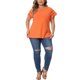 thumbnail image 4 of Agnes Orinda Blusas de Verano Sólidas con Encaje y Mangas Cortas Huecas para Mujer Talla Grande 3X Naranja, 4 of 8
