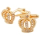 thumbnail image 1 of Gemelos Vintage Crown Crystal Cuff Links Camisa de Boda Traje Botón Oro, 1 of 3