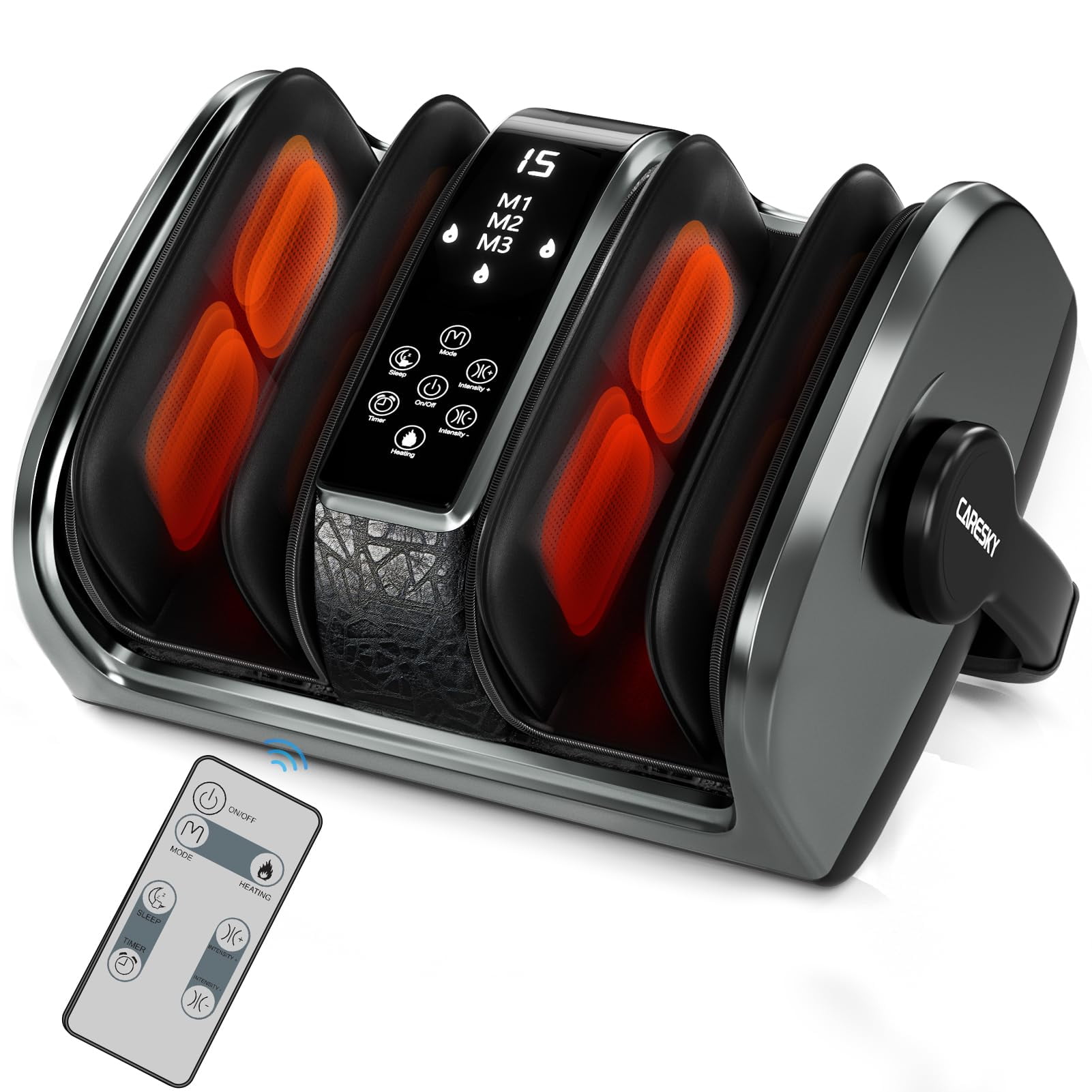 Masajeador De Pies Careskypro Shiatsu Con Calefacción Y Mando A Distancia, Color Gris