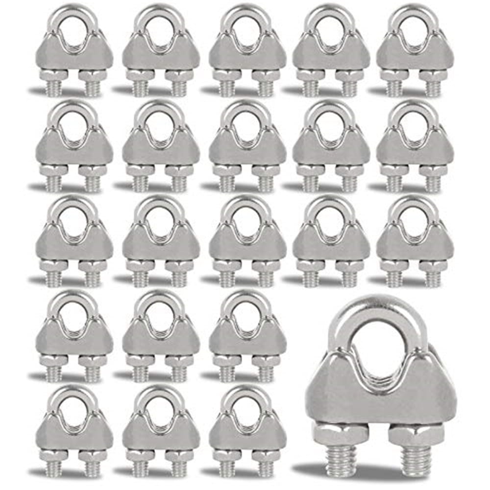 Xusx111 - 40 Pcs 1/4 "abrazadera De Cable De Cable De Cuerda De Alambre De Acero Inoxidable Abrazadera De Cable De Alambre M6 Abrazadera De Cable De Alambre Abrazadera De Cable De Cable