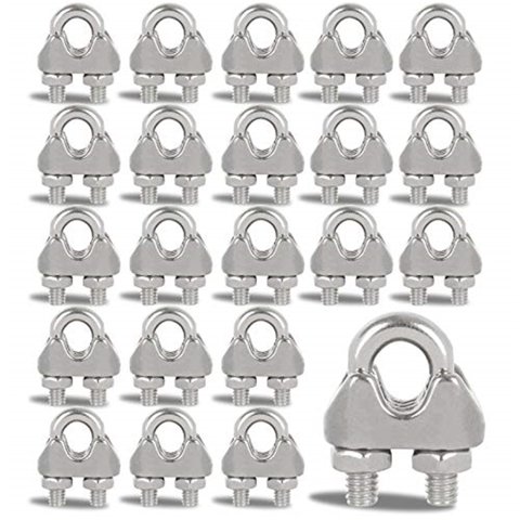 Xusx111 - 40 Pcs 1/4 ""Abrazadera De Cable De Cable De Cuerda De Alambre De Acero Inoxidable Abrazadera De Cable De Alambre M6 Abrazadera De Cable De Alambre Abrazadera De Cable De Cable