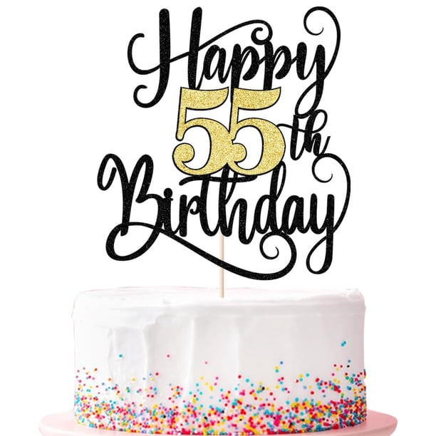 Decoración para tarta Ruscalin de feliz 55 cumpleaños, 55 decoraciones para tartas de fiesta de cump