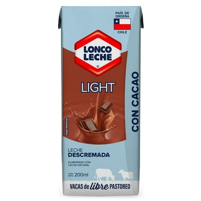 Leche Descremada Light Chocolate Caja 200 Ml Loncoleche