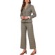 thumbnail image 4 of INSPIRE CHIC Trajes de Pantalón para Mujer de 2 Piezas con Estampado de Cuadros Traje de Blazer de Trabajo Empresarial Pata de Gallo Conjunto de Pantalón M Marrón Caqui, 4 of 6