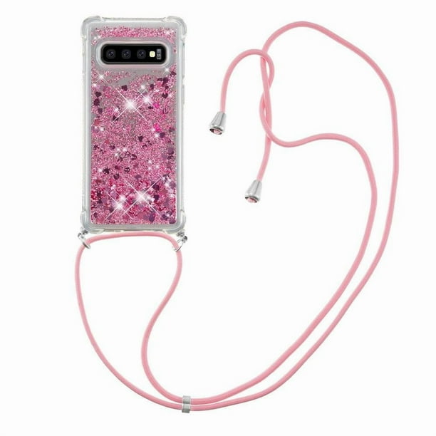Funda FOXDOCK para Samsung Galaxy S10 Plus con Cuerda Ajustable, Brillo Líquido, Protección Antigolpes y Lente – Ideal para Regalo