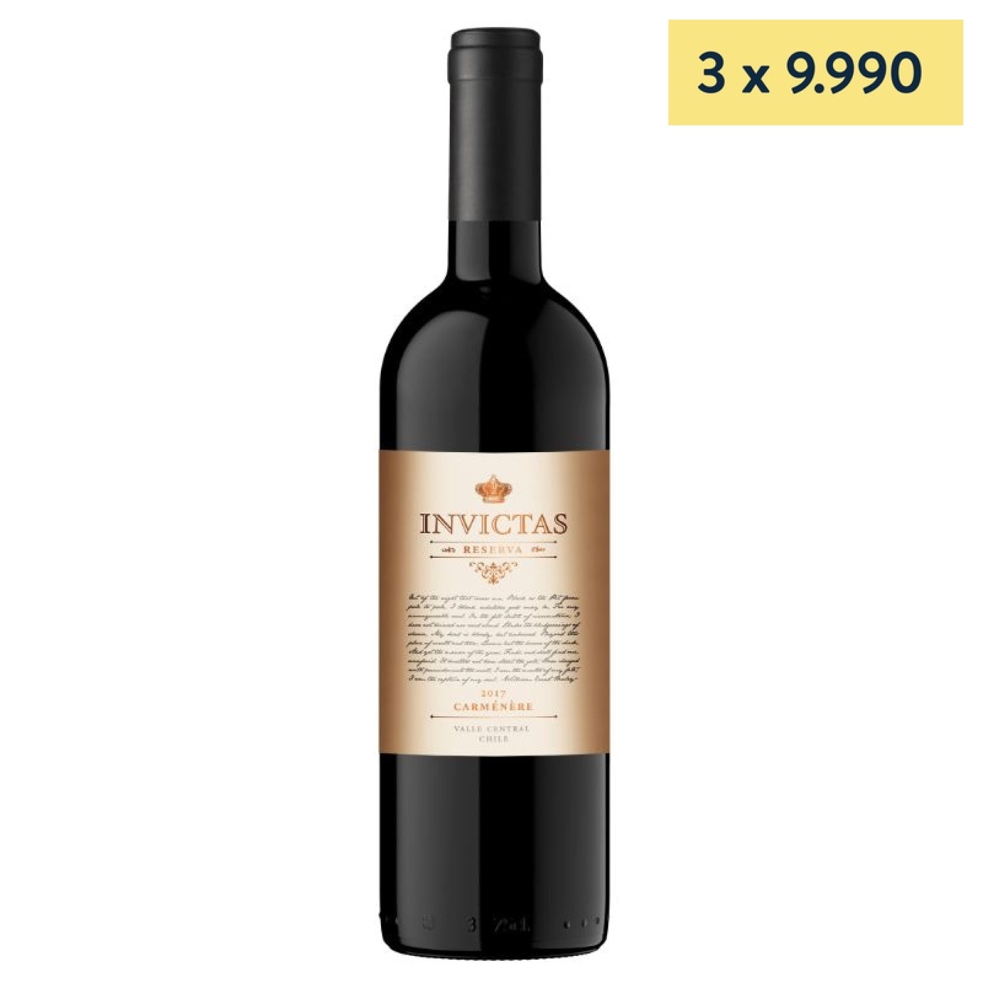 Vino Tinto Cabernet Sauvignon Botella 750 cc Invictas