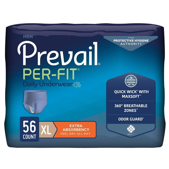 Prevail Incontinencia Masculina XL - 56 Pañales Descartables de Absorción Extra