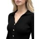 thumbnail image 5 of INSPIRE CHIC Vestido de Suéter para Mujer con Botones Decorativos, Cuello en V, Manga Larga, Volantes, Casual, Otoño, Invierno, Navidad, Tejido, Mini Vestidos, Talla Extra Grande, Negro, 5 of 6