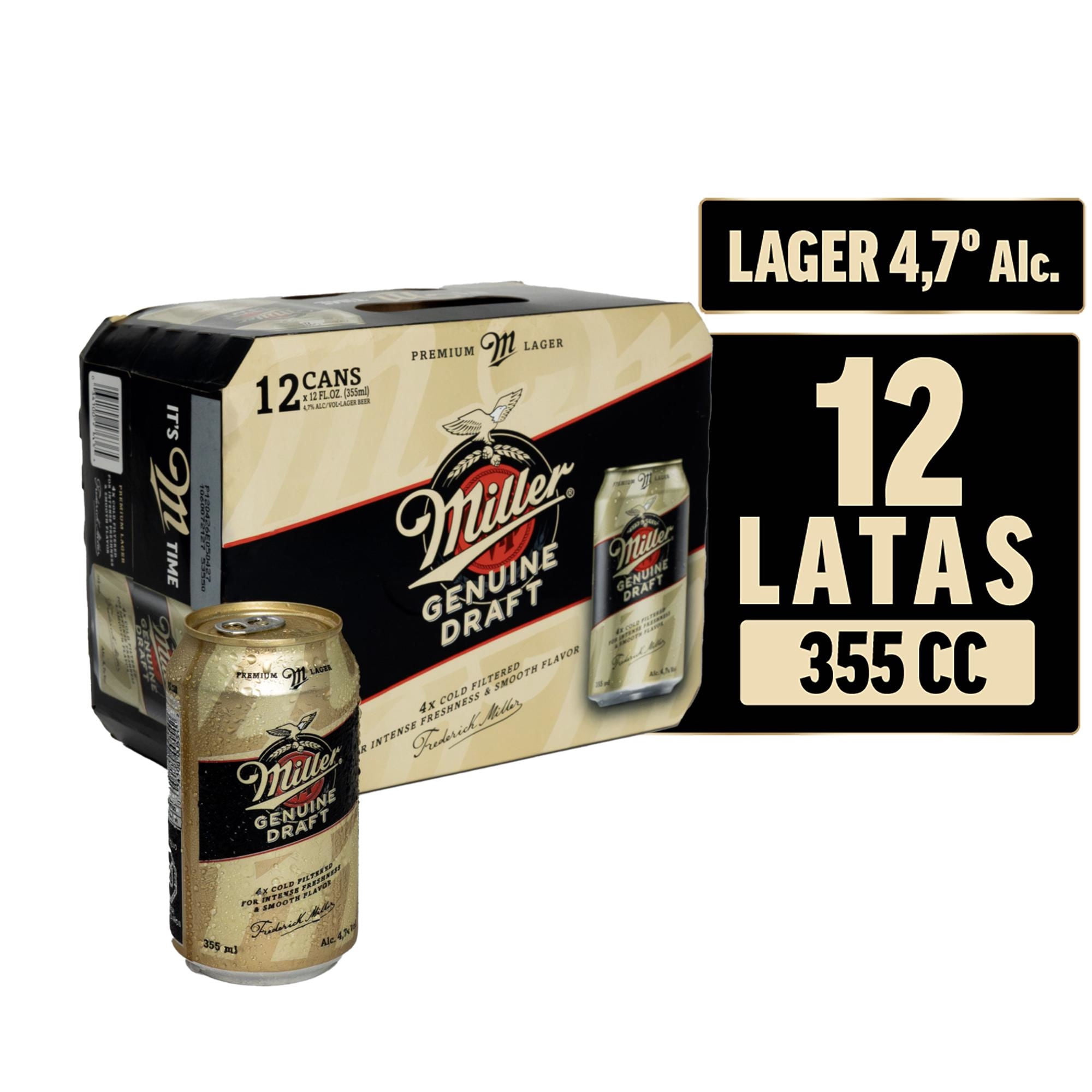 Cerveza Lager 4,7° Pack 12 Lata 355 ml Miller