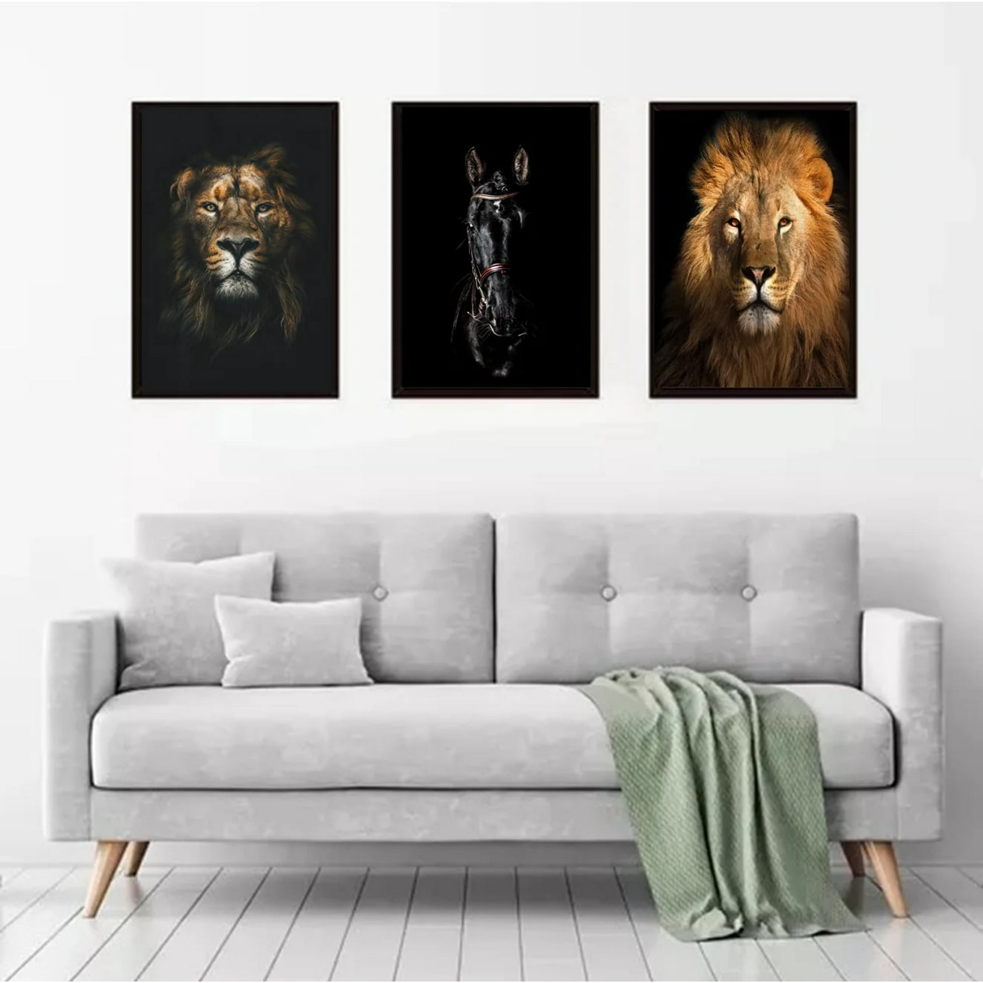 Genérico - Cuadros Decorativos Leon Pack X 3 Uds 35x50 Cm C/u
