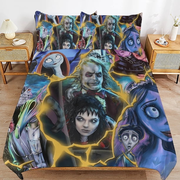 Beetle-juice Beetlejuic-e Halloween Horror Beetle-juice Beetlejuic-e Halloween Horror Bedding Set Sheet Set for Kids Adults,All Season Lightweight