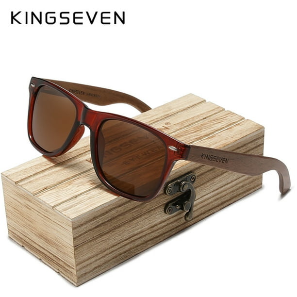 Handmade Wooden Sunglasses by KINGSEVEN - UV400 Protection, Polarized Lenses, Retro Design - Perfect for Men & Women!