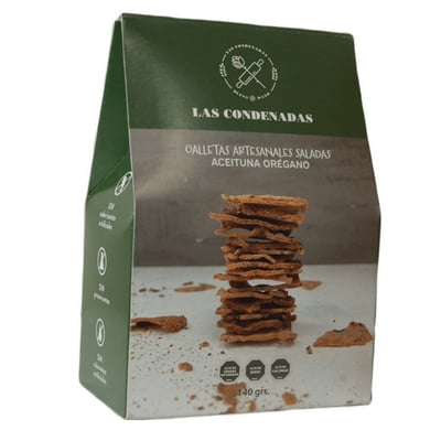 Galleta Artesanal Salada Sabor Aceituna Orégano 140 G Las Condenadas