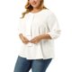 thumbnail image 5 of Agnes Orinda Blusa de Chifón con Cuello Redondo y Lazo para Mujer Talla Grande para Escuela, Universidad, Trabajo, Oficina con Volantes 1X Blanco, 5 of 8