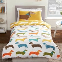 Milsleep - Dachshund Salchicha Perro Reversible Perro Imprimir Ropa De Cama Twin Full Queen Funda Nórdica