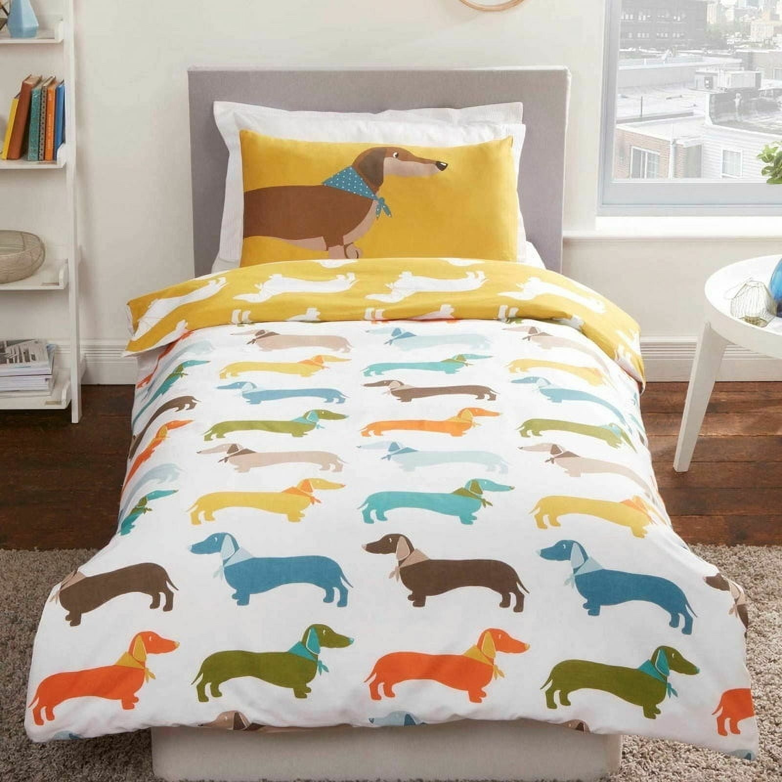 Milsleep - Dachshund Salchicha Perro Reversible Perro Imprimir Ropa De Cama Twin Full Queen Funda Nórdica