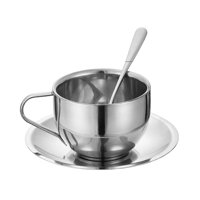 Magideal - De Tazas De Expreso De Material Acero Inoxidable Con Aislamiento, Taza De De Más Leche De Material Acero Inoxidable De Doble Pared Con 180Ml Plata