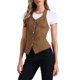 thumbnail image 4 of INSPIRE CHIC Chaleco de Mezclilla para Mujer de Regreso a Clases Cuello Halter Abotonado Chaleco de Mezclilla sin Espalda M Marrón, 4 of 6