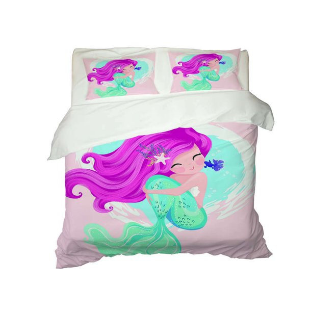 Mermaid Princess On Water Quilt Duvet Cover Set Pillow case Print3-Piece Bedding Set (1 Duvet Cover + 2 Pillow Shams)
