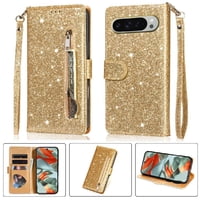 Funda Para Foxdock Elegante Funda Google Pixel 9/9 Pro Glitter Con Cremallera-Ideal Para El Uso Diario