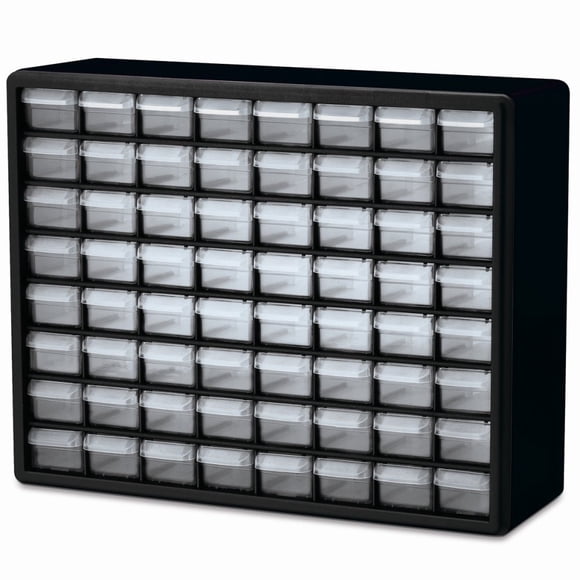 Gabinete organizador de cajones de plástico Akro-Mils 10764, 64 cajones, 51 x 15 x 41 cm