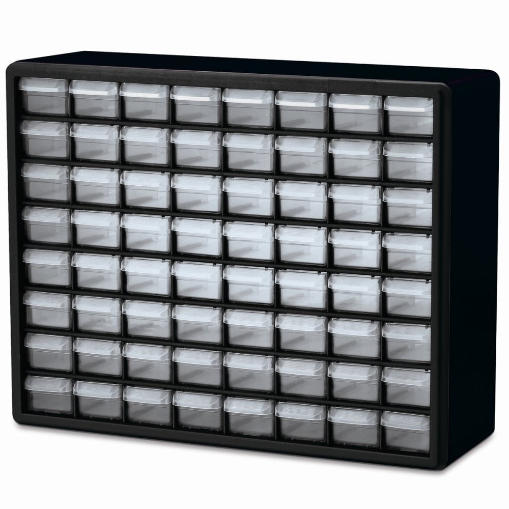 Gabinete Organizador De Cajones De Plástico Akro-mils 10764, 64 Cajones, 51 X 15 X 41 Cm